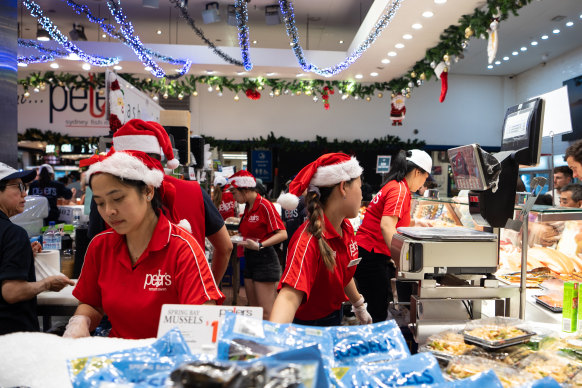 The Sydney Fish Markets during the Christmas rush period. 