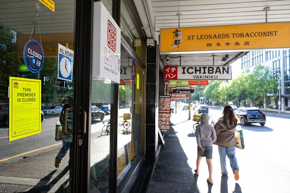 A tobacconist on the Pacific Highway at St Leonards is among dozens that have been shuttered by inspectors.
