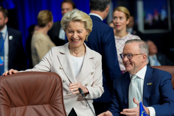 European Commission President Ursula von der Leyen and Australian Prime Minister Anthony Albanese at NATO.