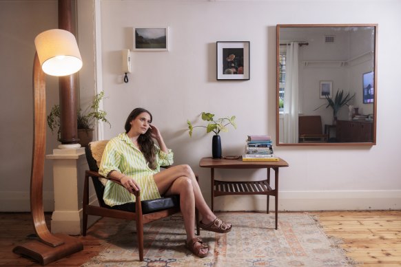 Lucy O’Sullivan, 36, at home with her mid-century furniture finds. 