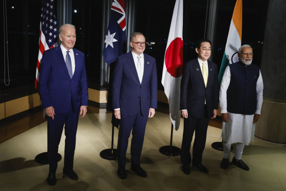 Biden, Albanese, Japanese Prime Minister Fumio Kishida and Indian Prime Minister Narendra Modi at a Quad meeting in Japan last year.