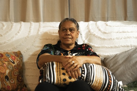 Aunty Jeanette Brown moments after the vote to enshrine an Indigenous Voice in the Constitution was declared rejected.