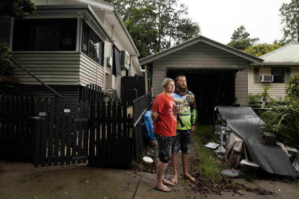 History repeating: Alyse Dorbis-Richardson and husband Doug Richardson outside their Lismore home this week.
