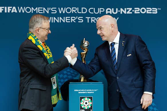 Prime Minister Anthony Albanese and FIFA boss Gianni Infantino ahead of the 2023 Women’s World Cup in Australia.