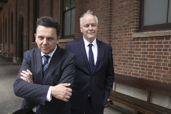 Former senator Nick Xenophon and his former business partner Mark Davis.