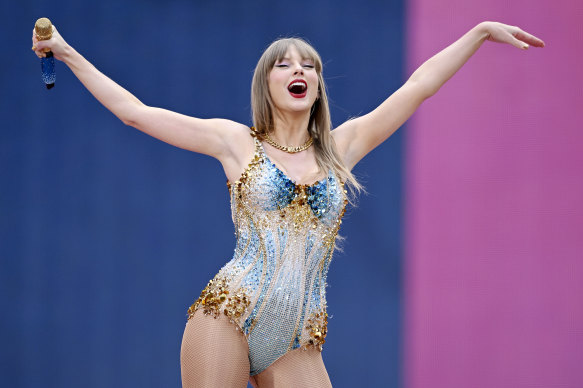 Taylor Swift performing live – we think – in London.