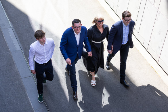 Andrews was supported by his wife and children at the press conference on Tuesday afternoon.