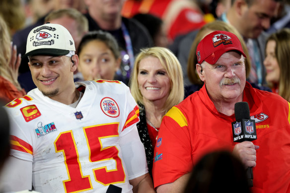 Patrick Mahomes with Kansas City Chiefs coach Andy Reid.