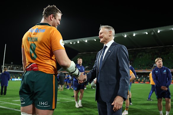 Outgoing Wallabies coach Joe Schmidt is thanking his captain Harry Wilson after Saturday's victory over Italy in the final Test.