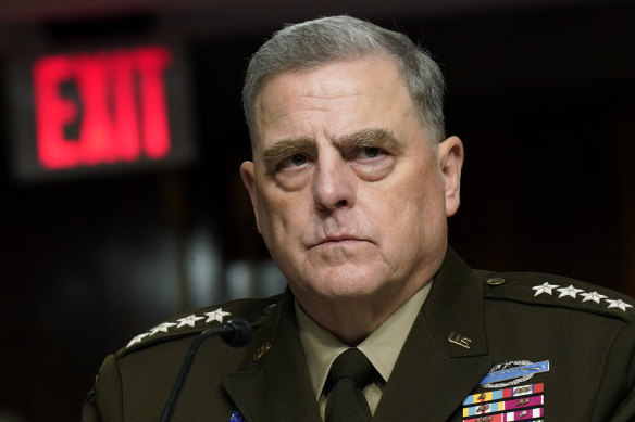 General Mark Milley listens to a Senator’s question during the Senate Armed Services Committee hearing.