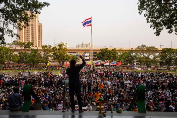 A protest at Kasetsart University was among dozens held during the censure debate.