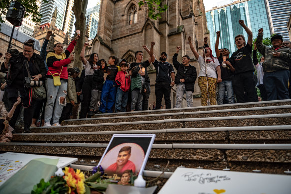 People attend a vigil to remember 15-year-old Indigenous boy Cassius Turvey, who was allegedly murdered on his way home from school.