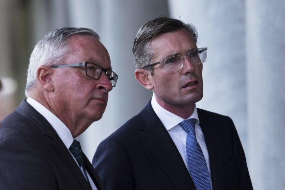 NSW Health Minister Brad Hazzard, left, and Premier Dominic Perrottet.