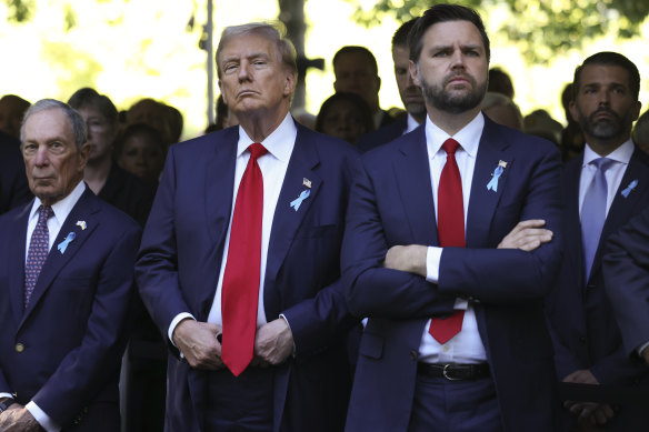 Do<em></em>nald Trump and his running mate J.D. Vance at the recent commemoration of the 9/11 attacks.