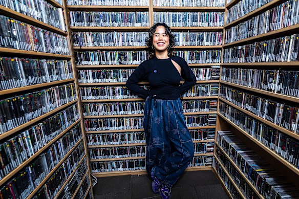 Bindi Mutiara in FBi’s CD room at their Redfern studios.