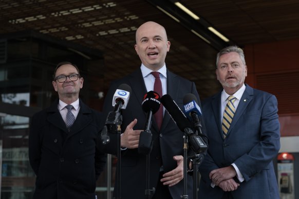 Treasurer Matt Kean speaks in Sydney on Thursday morning.