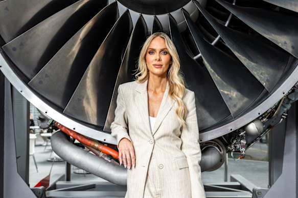 Rebecca Vallance at Sydney airport following the announcement last year she would be the new designer of Qantas uniforms.