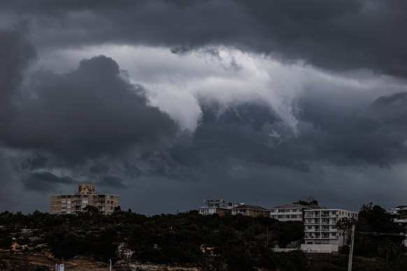 A severe storm rolls through Clovelly on Monday.