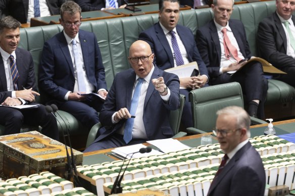 Opposition Leader Peter Dutton is siding heavily with the fossil fuel sector in a simmering feud with Labor.