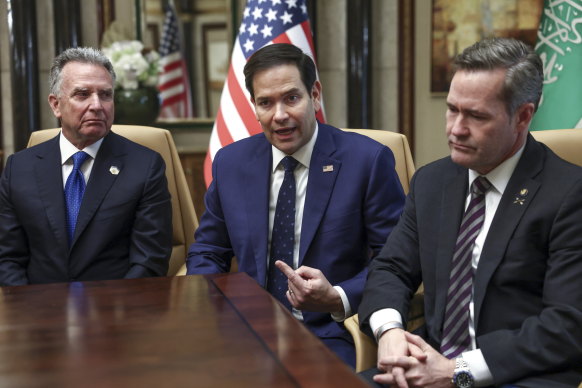 US Secretary of State Marco Rubio, US National Security Advisor Mike Waltz and US Middle East envoy Steve Witkoff in Saudi Arabia after meeting Russian counterparts.