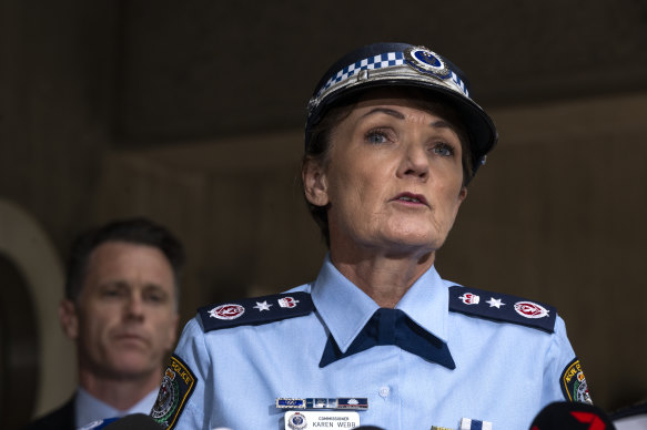 NSW Police Commissioner Karen Webb faces enemies within. 