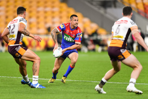 Mitchell Pearce makes a winning return from injury for the Knights.