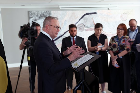 Prime Minister Anthony Albanese in New York announcing a rapid review into Australia’s AI protections following the incident.