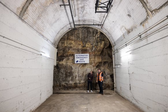 The sandstone wall at the end of one of the main train tunnels.