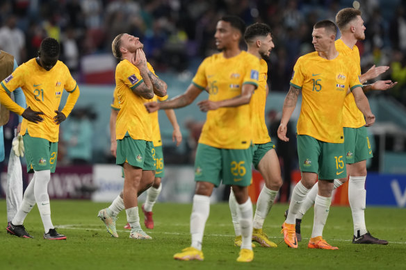 The Socceroos after the 4-1 loss.