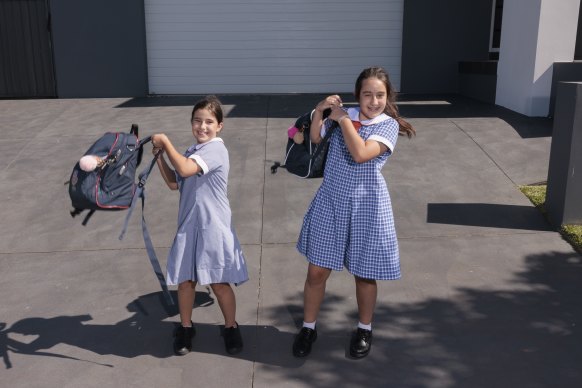 Lara and Natalija Raskovic  are happy with the design and weight of their school bags.