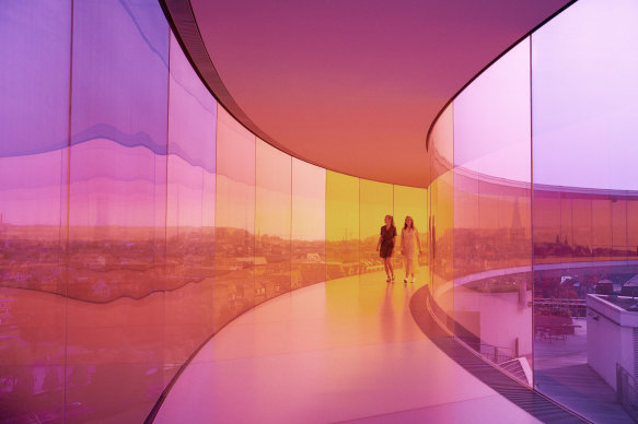 Your Rainbow Panorama by Olafur Eliasson at ARoS Aarhus Art Museum.
