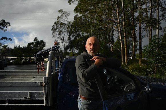 Matt Rigney waiting for southbound traffic to clear.