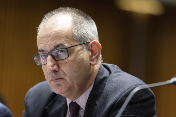 Mike Pezzullo, secretary of the Department of Home Affairs, during an estimates hearing in parliament. 