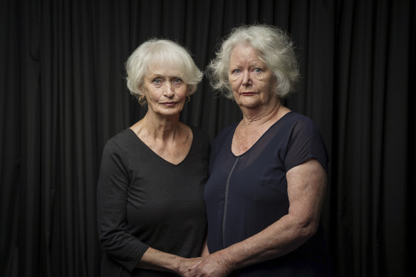 June Smith, left, and Lynette Kinghorn had their babies forcibly removed from them in the 1960s because they were unwed. 