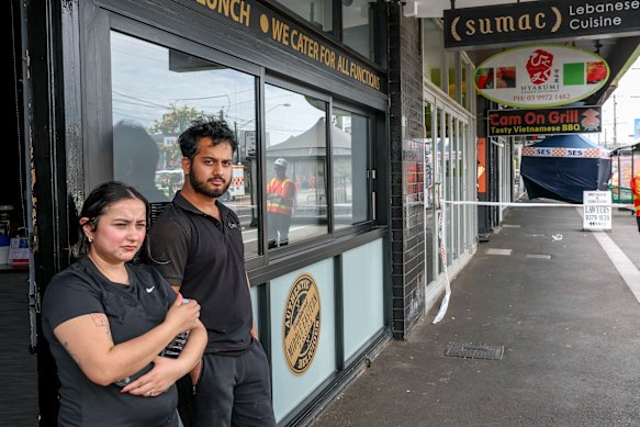 Sam and Tanvir, who work at Sumac Lebanese Cuisine, four doors down from the scene of the crash.