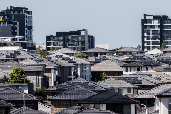 New housing in Prestons, in Sydney’s south west.