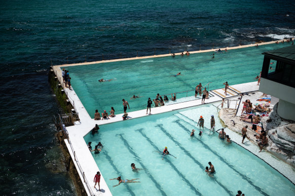 Beachgoers at the Bondi Icebergs pool this summer.