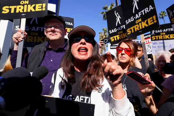SAG-AFTRA president Fran Drescher on the strike frontline in Los Angeles.