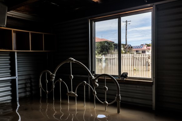 Major flooding at the home of Broady Logan as the Namoi River impacts northern Gunnedah in October.