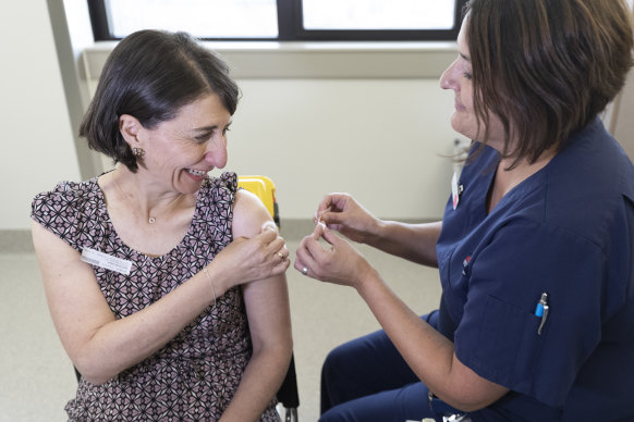 Gladys Berejiklian received an AstraZeneca vaccine at St George Hospital last week. 