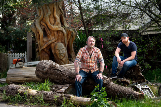 Sculptor Leigh Conkie (left) and documentary director Ryan Gaskett.