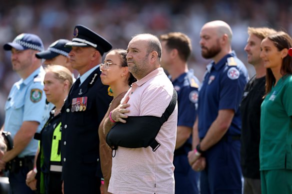 Ahmed al Ahmed, the hero of Bondi, was recognised alongside first responders at the SCG.