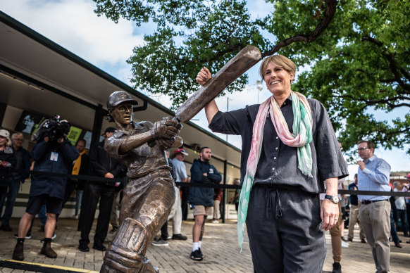 Belinda Clark at the unveiling of a  statue in her honour at the SCG last month