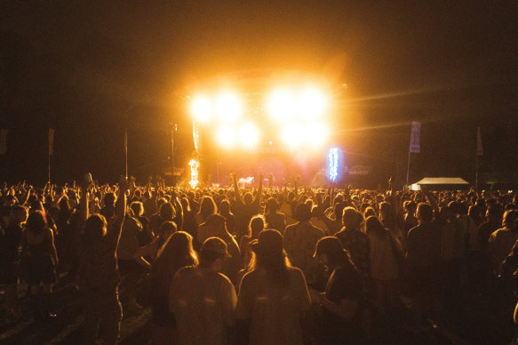 The crowd at Melbourne’s Laneway Festival on Saturday night.