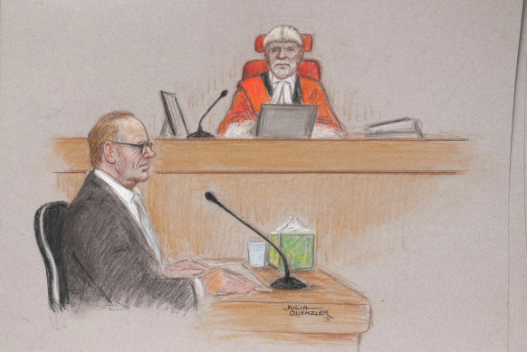 Actor Kevin Spacey in the witness box at Southwark Crown Court.