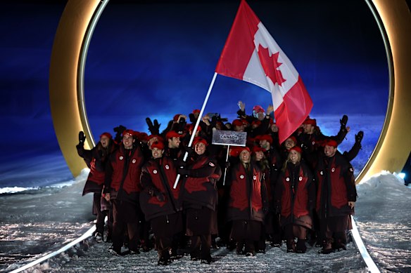 Team Canada at the opening ceremony.