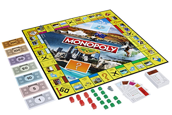 The Australia edition of Hasbro's Monopoly board game, complete with a meat pie for a playing piece.  