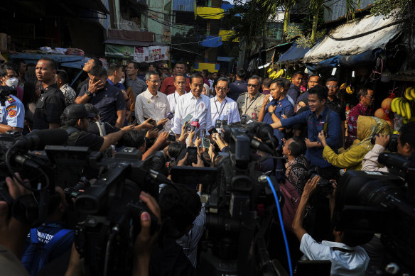 Jokowi, as he is widely known, fronts a local media pack in Jakarta.