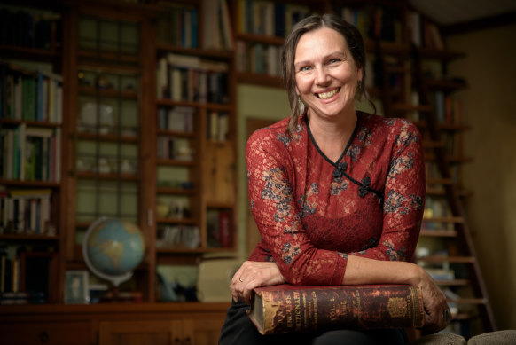 Pip Williams with her first edition of the first volume of The Oxford English Dictionary. Her debut novel was named book of the year by Australia’s independent booksellers.