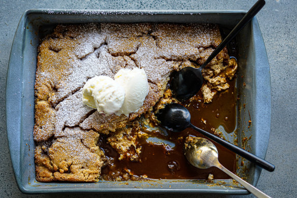 Katrina Meynink's Caramilk self-saucing pudding.